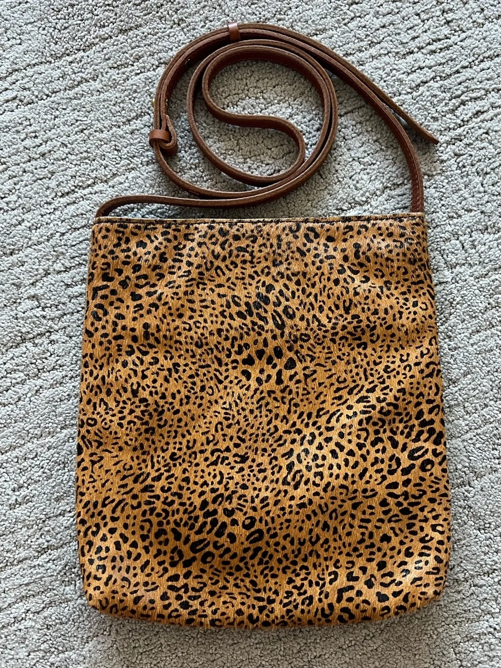 Madewell The Slim Brooklyn Crossbody Bag, Mini Leopard Calf Hair